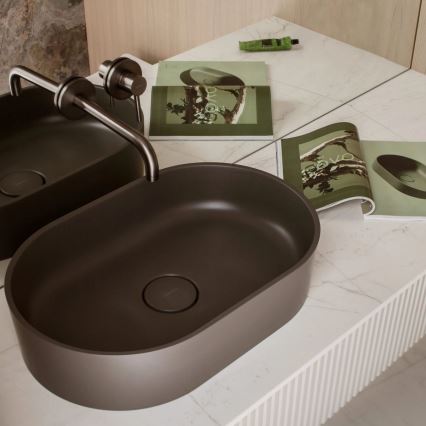 OMNIRES OVOUNAG - Lavoar pe blat OVO 55x36 cm dolomit/gri cenușiu mat