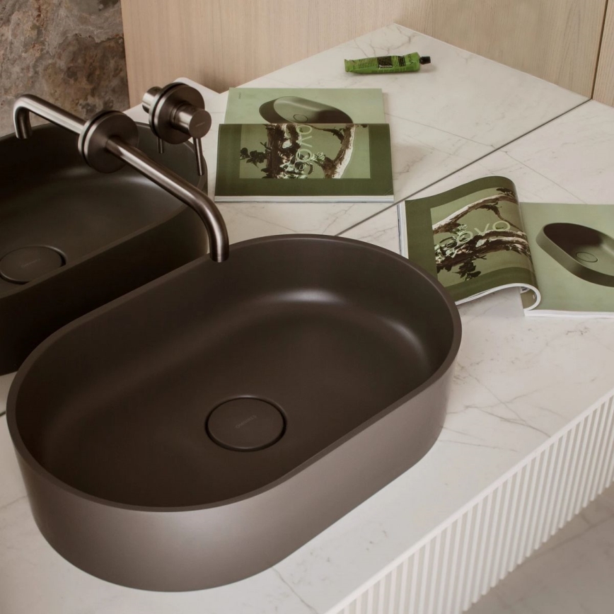 OMNIRES OVOUNAG - Lavoar pe blat OVO 55x36 cm dolomit/gri cenușiu mat