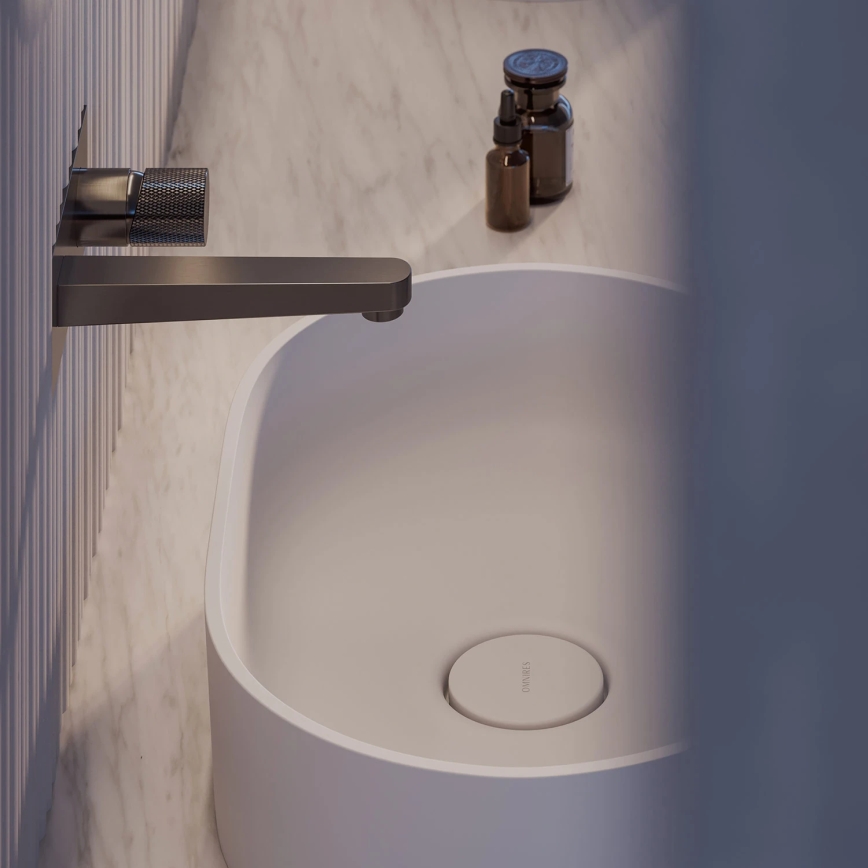 OMNIRES OVOUNBM - Lavoar pe blat OVO 55x36 cm dolomit/mat alb