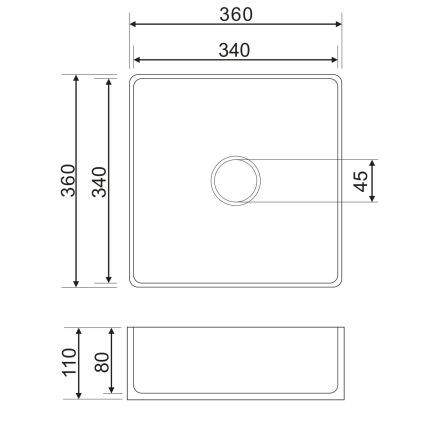 OMNIRES PASADENA360BP - Lavoar pentru blat PASADENA 36x36 cm ceramică/alb lucios