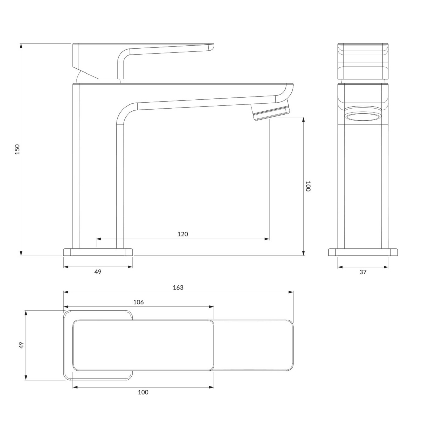 OMNIRES PM7410GR - Baterie pentru lavoar PARMA 15 cm, grafit periat