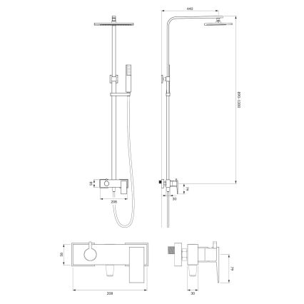 OMNIRES PM7444CR - Set de duș cu baterie PARMA crom lucios