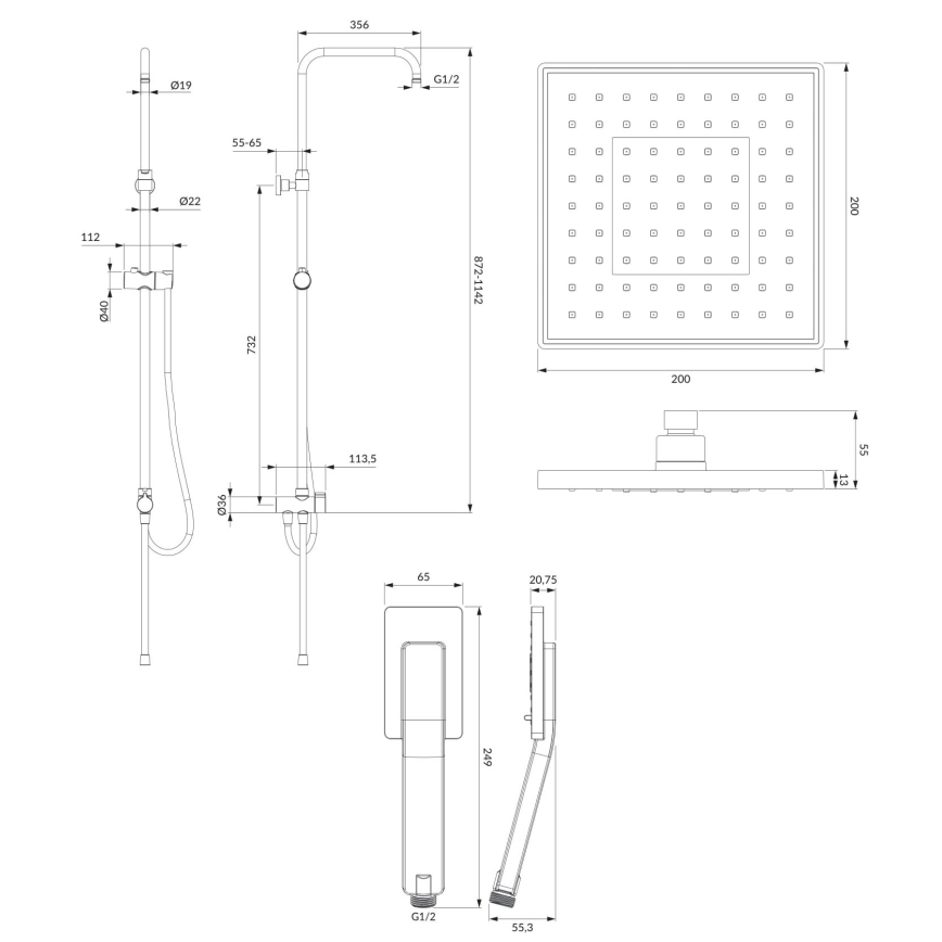 OMNIRES SYSJIMJIMCR - Set de duș JIMJIM crom lucios
