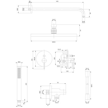 OMNIRES SYSY22XCR - Set de duș cu baterie incastrată Y crom lucios