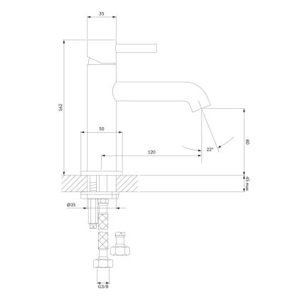 OMNIRES Y1210NBSB - Baterie lavoar Y, 16,2 cm, alamă periată