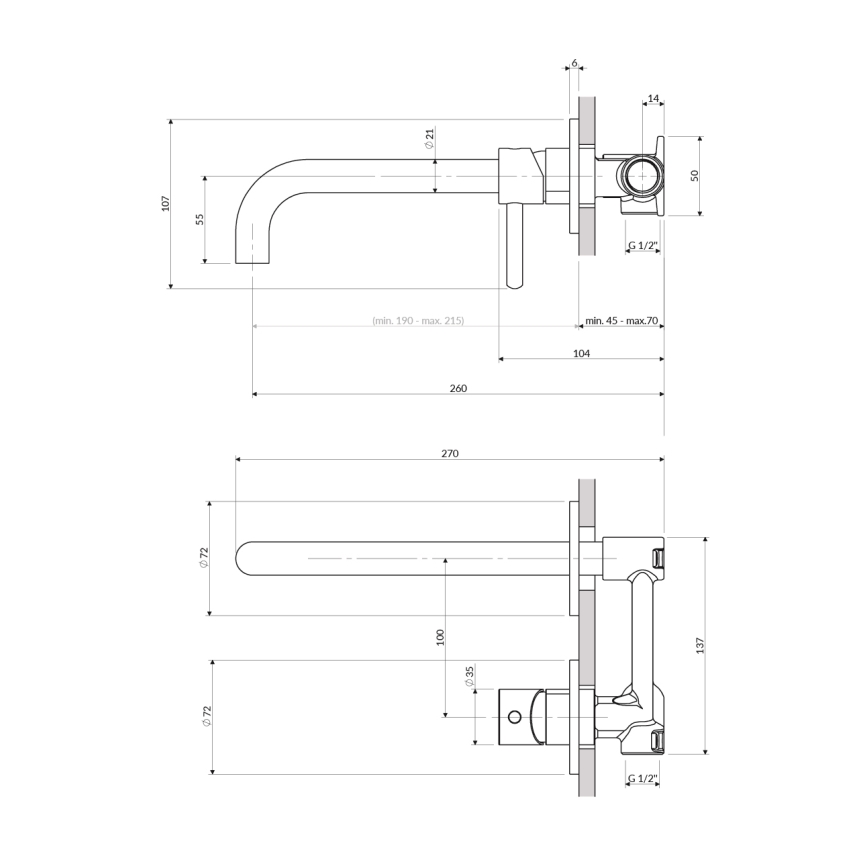 OMNIRES Y1215HLBL - Baterie pentru chiuvetă cu montaj încastrat Y, negru mat