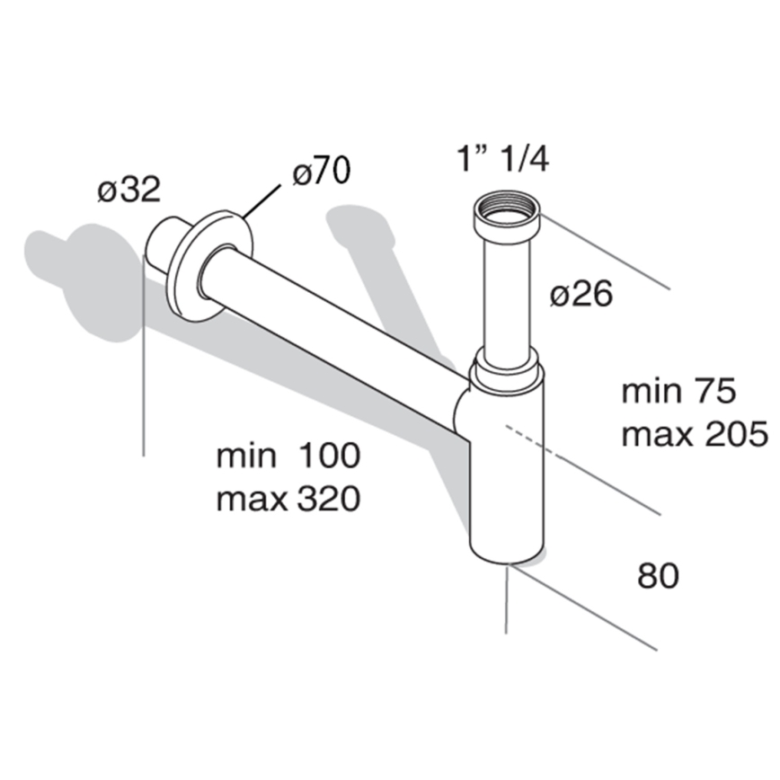 Omp tea - sifon pentru lavoar MINITOTI DN32, negru mat