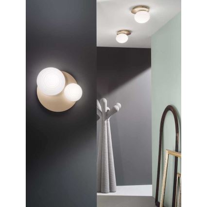 Ondaluce - Aplica de perete TONDO 1xE14/10W/230V + 1xE27/15W auriu/alb