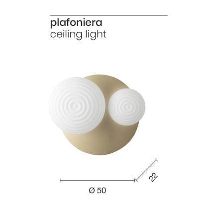 Ondaluce - Aplica de perete TONDO 1xE14/10W/230V + 1xE27/15W auriu/alb