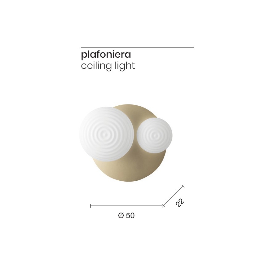 Ondaluce - Aplica de perete TONDO 1xE14/10W/230V + 1xE27/15W auriu/alb