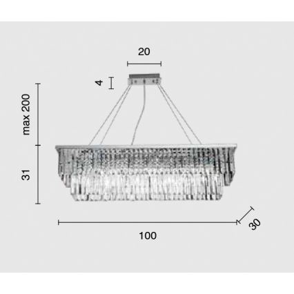 Ondaluce - Candelabru cu cristale pe cablu DAIQUIRI 8xE14/10W/230V crom lucios