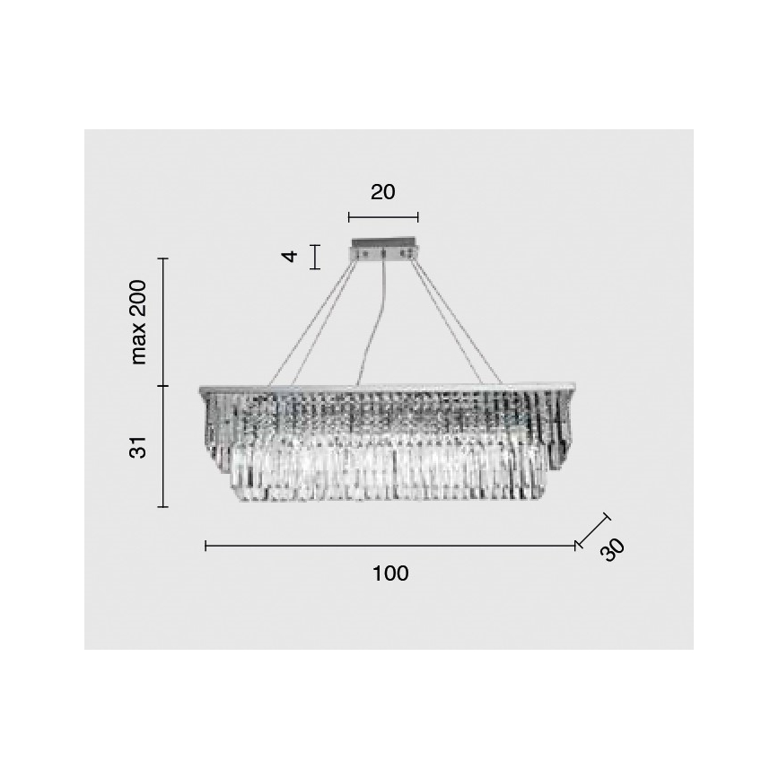 Ondaluce - Candelabru cu cristale pe cablu DAIQUIRI 8xE14/10W/230V crom lucios