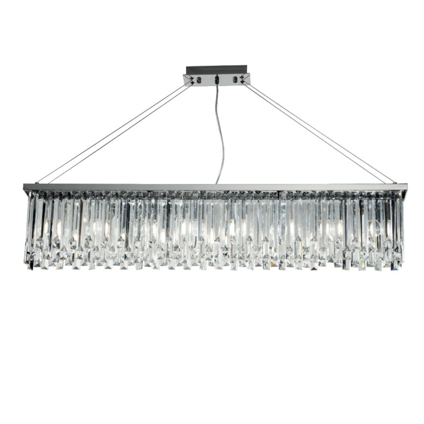 Ondaluce - Candelabru din cristal cu cablu BATIDA 8xE14/10W/230V crom lucios/cristal clar