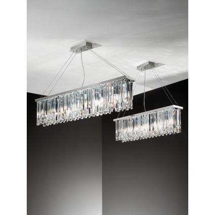 Ondaluce - Candelabru din cristal cu cablu BATIDA 8xE14/10W/230V crom lucios/cristal clar