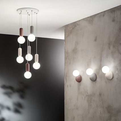 Ondaluce - Candelabru suspendat cu cablu ROCK 6xG9/7W/230V Ø 35 cm beton/maro/gri/alb