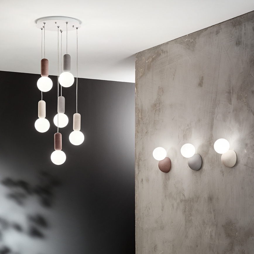 Ondaluce - Candelabru suspendat cu cablu ROCK 6xG9/7W/230V Ø 35 cm beton/maro/gri/alb