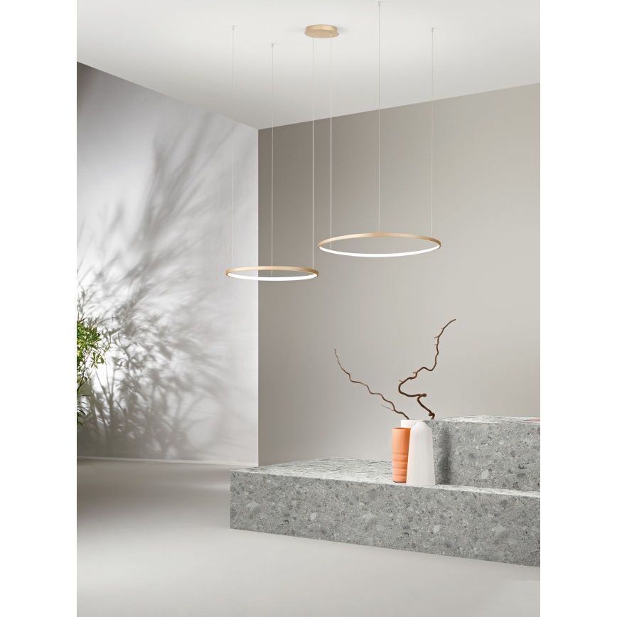 Ondaluce - Lustră LED dimabilă pe cablu SOEL LED/28W/230V + LED/38W Ø 80/60 cm aurie