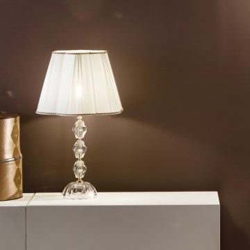 Ondaluce - Lampă de masă din cristal BRIGIDA, 1xE27/15W/230V, crem/transparentă