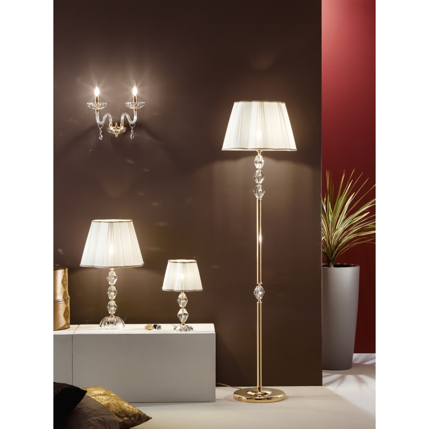 Ondaluce - Lampă de masă din cristal BRIGIDA, 1xE27/15W/230V, crem/transparentă