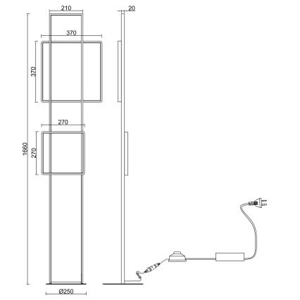 Ondaluce - Lampă de podea LED dimabilă DOWEL LED/77W/230V, aurie