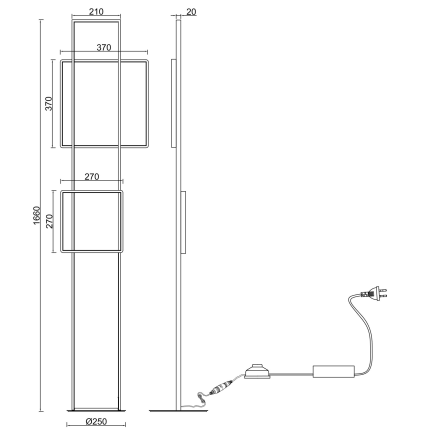 Ondaluce - Lampă de podea LED dimabilă DOWEL LED/77W/230V, aurie