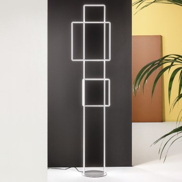 Ondaluce - Lampă de podea LED DOWEL, 77 W, 230 V, 166 cm, argintie, cu dimmer