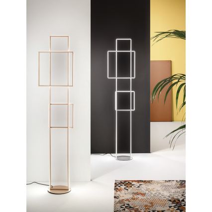 Ondaluce - Lampă de podea LED DOWEL, 77 W, 230 V, 166 cm, argintie, cu dimmer