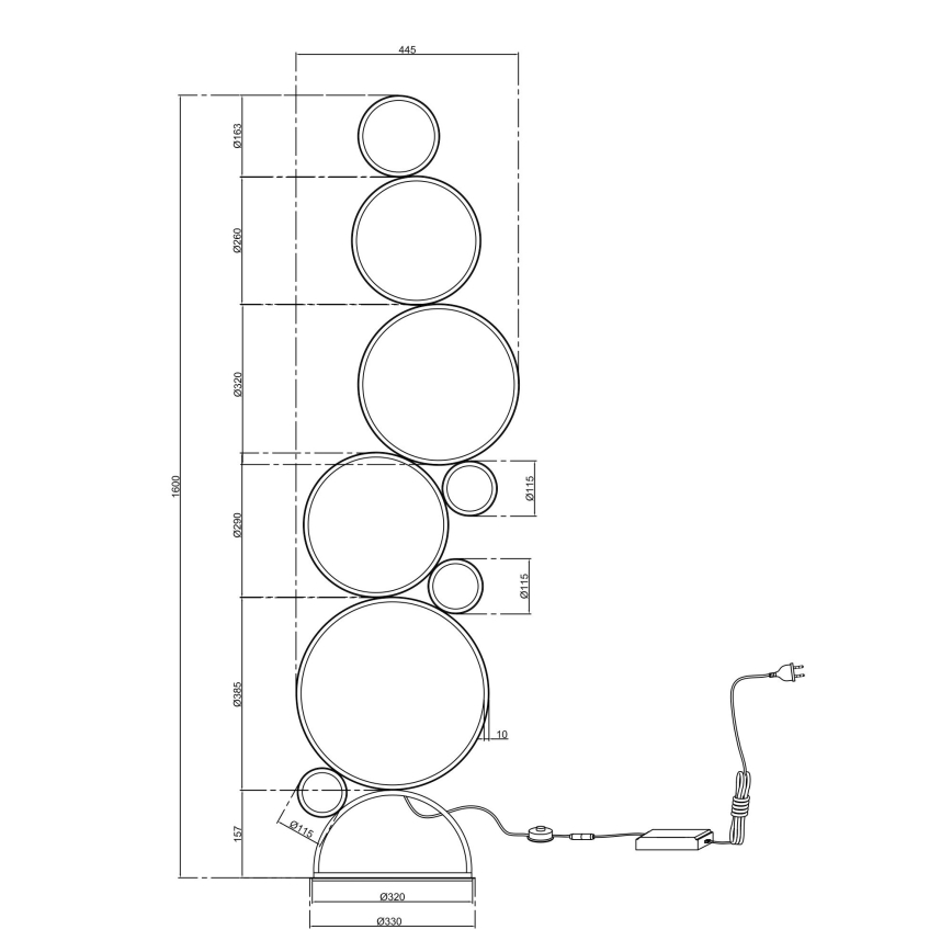 Ondaluce - Lampă de podea LED POIS, reglabilă, 52W/230V, auriu