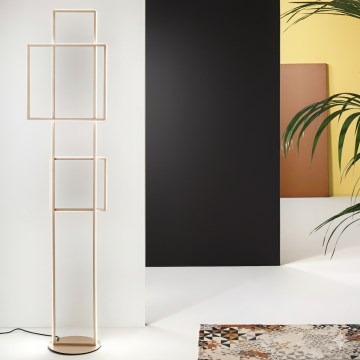 Ondaluce - Lampă de podea LED reglabilă DOWEL LED/77W/230V 166 cm aurie