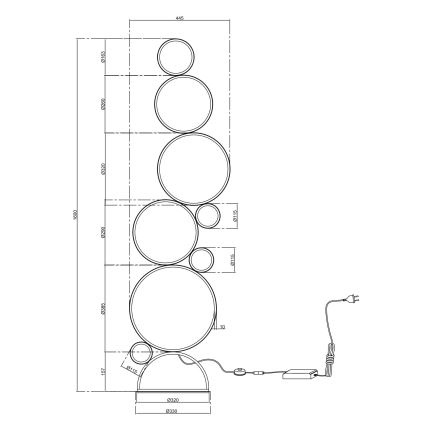 Ondaluce - Lampă de podea LED reglabilă POIS LED/52W/230V, 160 cm, argintie