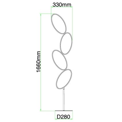 Ondaluce - Lampă de podea LED reglabilă RICE LED/38W/230V 166 cm aurie