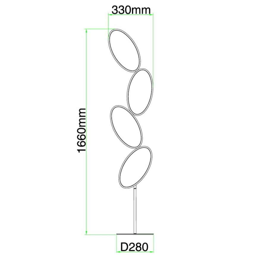 Ondaluce - Lampă de podea LED reglabilă RICE LED/38W/230V 166 cm aurie