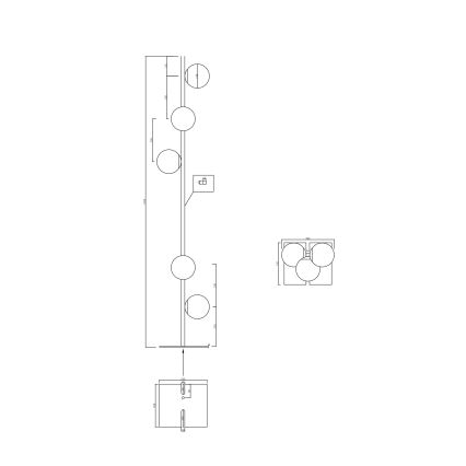 Ondaluce - Lampă de podea MONILE 5xE14/10W/230V 170 cm auriu/alb