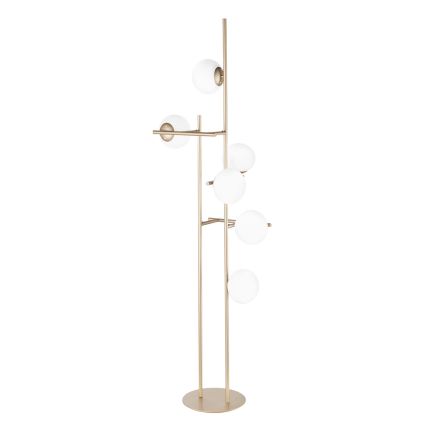 Ondaluce - Lampadar JEWEL, 6 x E14, 10 W, 230 V, 166 cm, auriu/alb