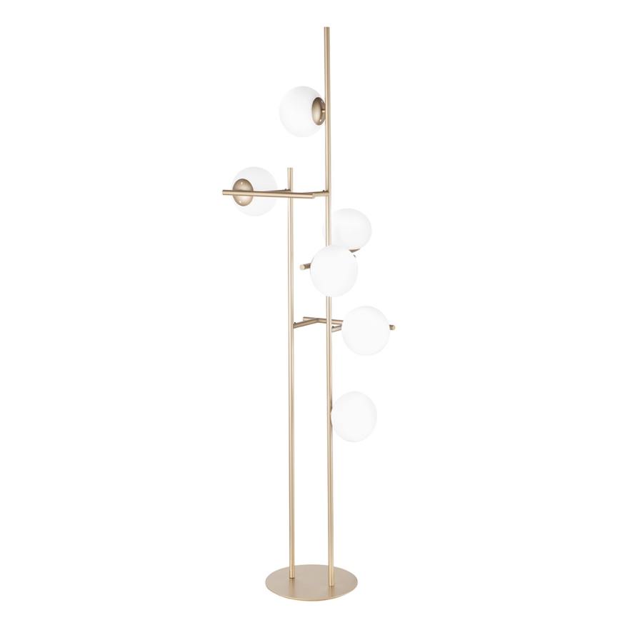 Ondaluce - Lampadar JEWEL, 6 x E14, 10 W, 230 V, 166 cm, auriu/alb