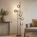 Ondaluce - Lampadar JEWEL 6xE14/10W/230V negru/fumuriu