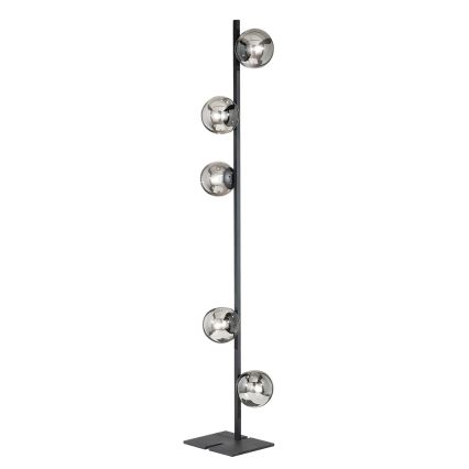 Ondaluce - Lampadar MONILE, 5xE14/10W/230V, 170 cm, negru/negru fumuriu