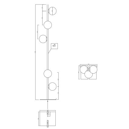 Ondaluce - Lampadar MONILE, 5xE14/10W/230V, 170 cm, negru/negru fumuriu