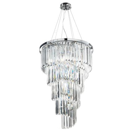 Ondaluce - Lustra cu cristale ALEXANDER, suspendată pe cablu, 10 x E14 / 10 W / 230 V, Ø 50 cm, crom lucios