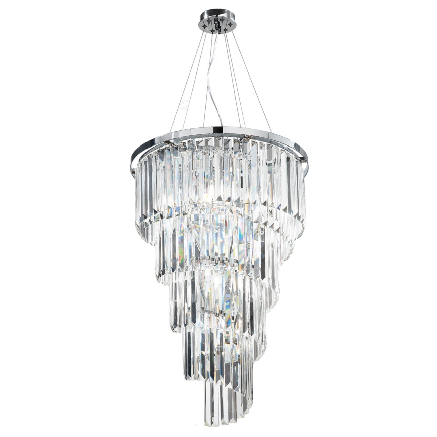 Ondaluce - Lustra cu cristale ALEXANDER, suspendată pe cablu, 10 x E14 / 10 W / 230 V, Ø 50 cm, crom lucios