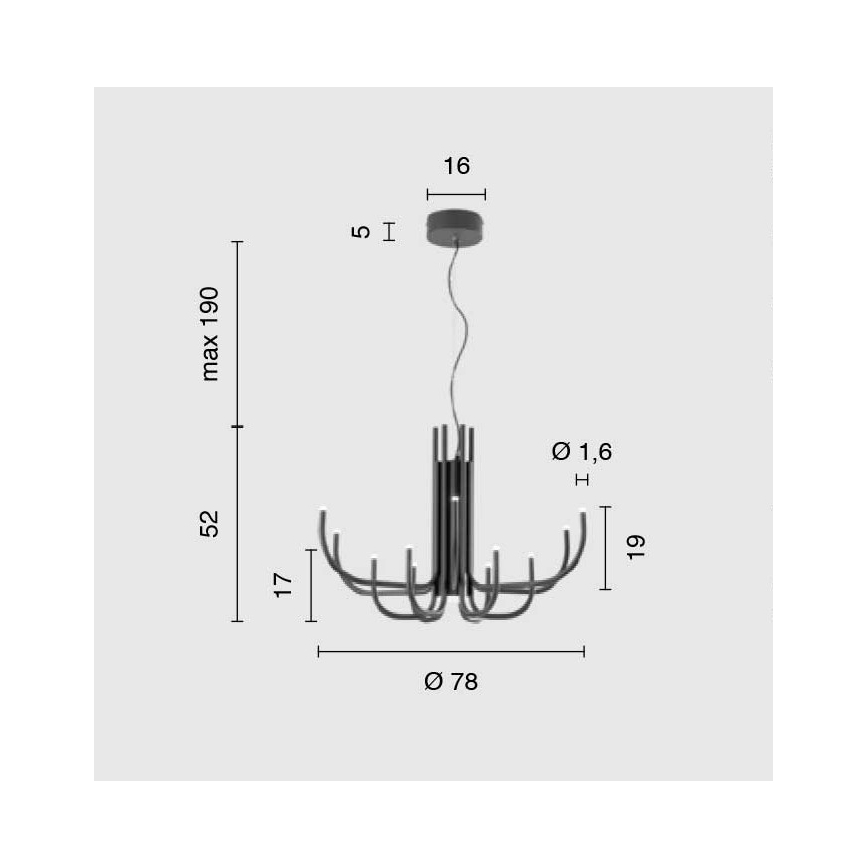Ondaluce - Lustră LED dimabilă pe cablu NOUVEAU LED/35W/230V Ø 78 cm neagră