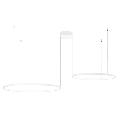 Ondaluce SOEL - Lustră LED dimmabilă suspendată pe cablu, LED 28W/230V + LED 38W, 3000/4000K, Ø 80/60 cm, albă