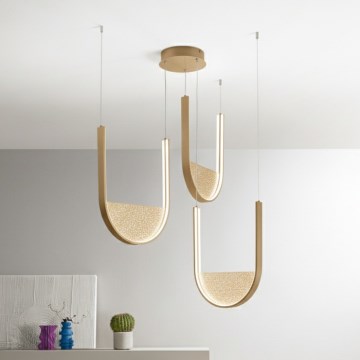 Ondaluce - Lustră LED dimabilă suspendată pe cablu LOTUS LED/70W/230V, finisaj auriu