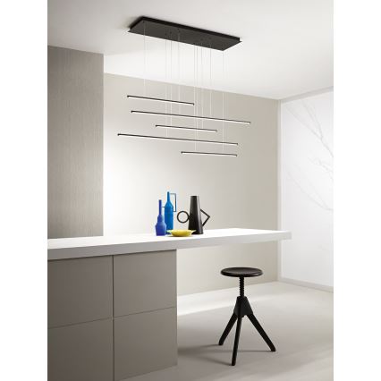 Ondaluce - Lustră LED dimerizabilă suspendată pe cablu GENIUS LED/72W/230V, neagră