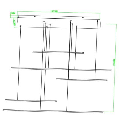 Ondaluce - Lustră LED dimerizabilă suspendată pe cablu GENIUS LED/72W/230V, neagră