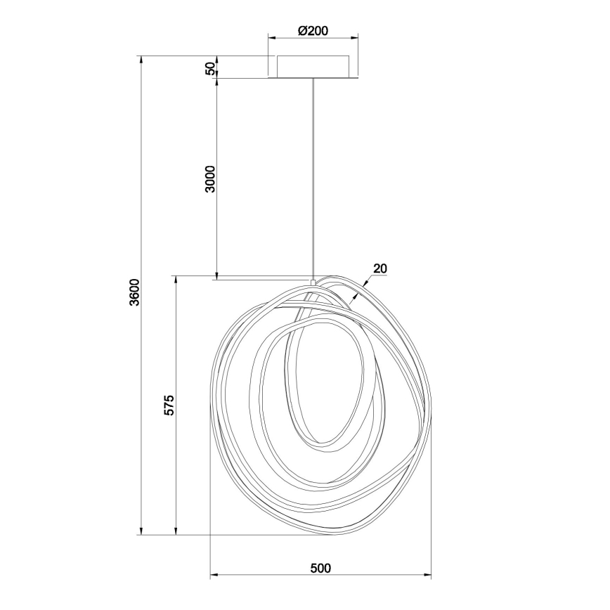 Ondaluce - Lustră LED reglabilă cu cablu Golden, LED/50W/230V, Ø 50 cm, aurie