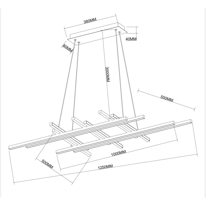Ondaluce - Lustră LED reglabilă pe cablu MOVIDA LED/114W/230V auriu