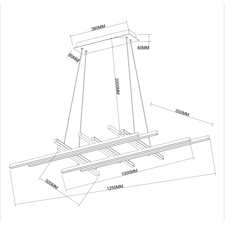 Ondaluce - Lustră LED reglabilă suspendată pe cablu MOVIDA, LED/114W/230V, negru