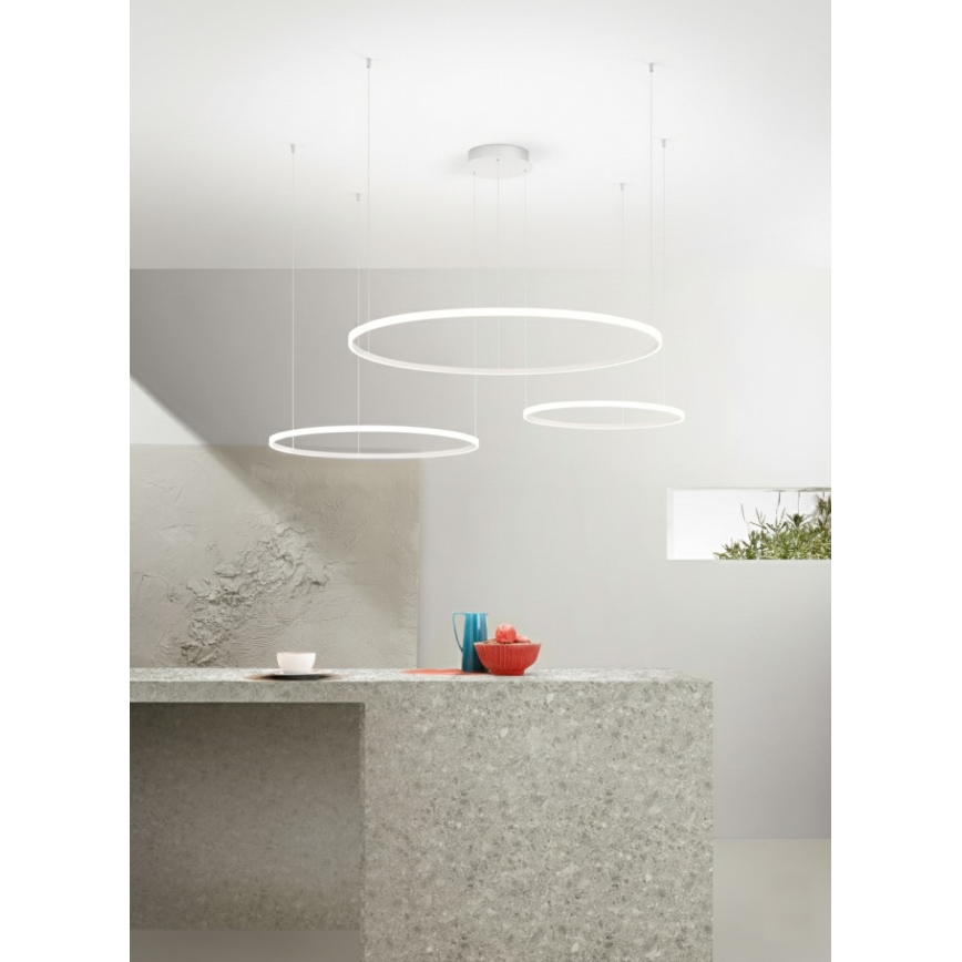 Ondaluce - Lustră LED dimabilă pe cablu SOEL LED/28W/230V + LED/38W + LED/47W 3000/4000K Ø 100/80/60 cm albă