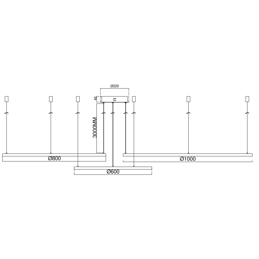 Ondaluce - Lustră LED dimabilă pe cablu SOEL LED/28W/230V + LED/38W + LED/47W 3000/4000K Ø 100/80/60 cm albă